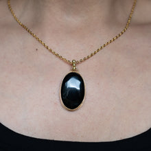Load image into Gallery viewer, Black Obsidian Brass Pendant
