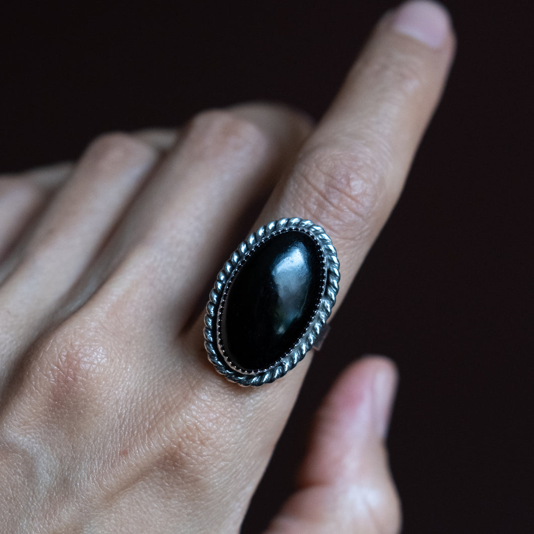 Size 7.5 Black Tourmaline Ring