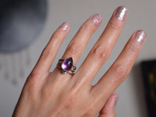 Load image into Gallery viewer, Size 6.5 Faceted Amethyst Crescent Ring