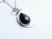 Load image into Gallery viewer, Blue Goldstone Crescent Moon Pendant