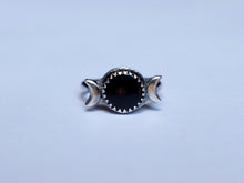 Load image into Gallery viewer, Size 6 Round Black Onyx Triple Moon Goddess Ring
