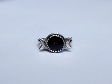 Load image into Gallery viewer, Size 6 Round Black Onyx Triple Moon Goddess Ring