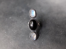 Load image into Gallery viewer, Size 8.5 Shadows and Light Triple Stone Ring
