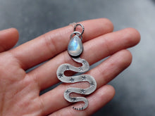 Load image into Gallery viewer, Rainbow Moonstone Snake Amulet