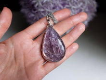 Load image into Gallery viewer, Pear Shaped Gem Lepidolite Pendant 2