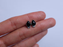 Load image into Gallery viewer, Black Obsidian Crescent Moon Earrings