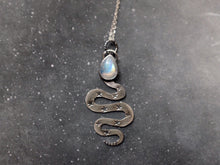 Load image into Gallery viewer, Rainbow Moonstone Snake Amulet