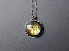 Load image into Gallery viewer, Faceted Labradorite pendant - Spiderweb bail