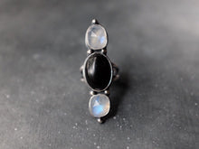 Load image into Gallery viewer, Size 7 Shadows and Light Triple Stone Ring