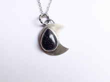 Load image into Gallery viewer, Blue Goldstone Crescent Moon Pendant