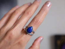 Load image into Gallery viewer, Size 8.5 Lapis Lazuli Crescent Ring