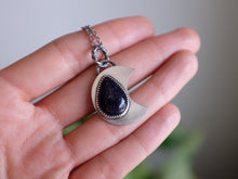 Load image into Gallery viewer, Blue Goldstone Crescent Moon Pendant