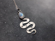 Load image into Gallery viewer, Rainbow Moonstone Snake Amulet