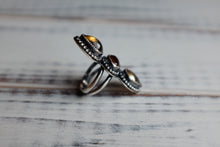 Load image into Gallery viewer, Size 7.5 Citrine and Tiger's Eye Triple Stone Ring