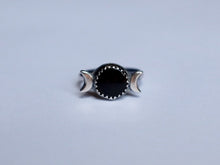 Load image into Gallery viewer, Size 6.25 Round Black Onyx Triple Moon Goddess Ring