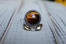 Load image into Gallery viewer, Size 8.5 Tiger's Eye and Citrine Solar Plexus Ring