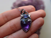 Load image into Gallery viewer, Triple Moon Intuition Amethyst and Tanzanite Pendant