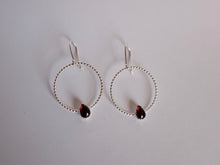 Load image into Gallery viewer, Garnet Beaded Hanging Hoop Earrings