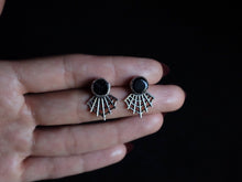 Load image into Gallery viewer, Made to order Black Tourmaline Spiderweb Studs