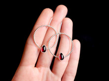 Load image into Gallery viewer, Garnet Beaded Hanging Hoop Earrings