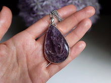Load image into Gallery viewer, Pear Shaped Gem Lepidolite Pendant 2