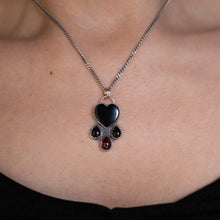 Load image into Gallery viewer, Black Onyx and Garnet Crying Heart Pendant
