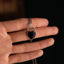 Load image into Gallery viewer, Black Onyx Heart Lock Pendant

