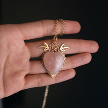 Load image into Gallery viewer, Rose Quartz Floral Pendant 2
