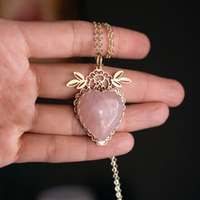 Load image into Gallery viewer, Rose Quartz Floral Pendant
