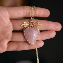 Load image into Gallery viewer, Rose Quartz Floral Pendant
