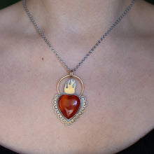 Load image into Gallery viewer, Carnelian Sacred Heart Pendant
