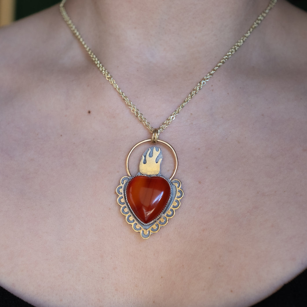 Carnelian Sacred Heart Pendant