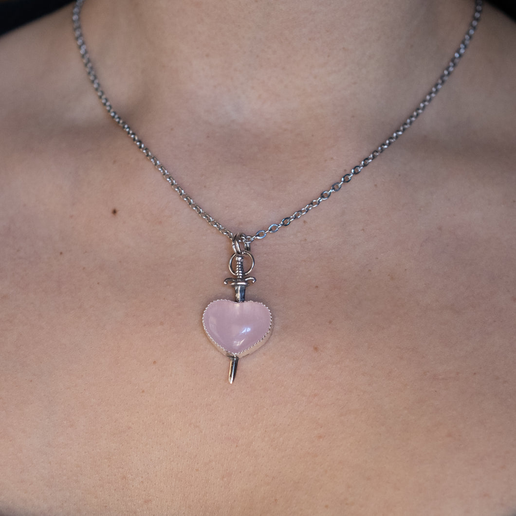 Rose Quartz Sword Pendant