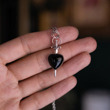 Load image into Gallery viewer, Black Onyx Heart Sword Pendant
