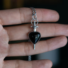 Load image into Gallery viewer, Black Onyx Heart Sword Pendant
