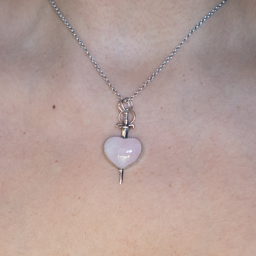 Rose Quartz Sword Pendant