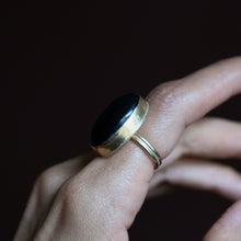 Load image into Gallery viewer, Size 7 Black Tourmaline Brass Ring
