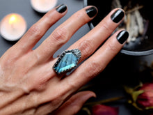 Load image into Gallery viewer, Size 7.5 Morticia ring with Labradorite
