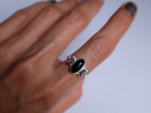 Load image into Gallery viewer, Size 8 Triple Moon Goddess Onyx ring
