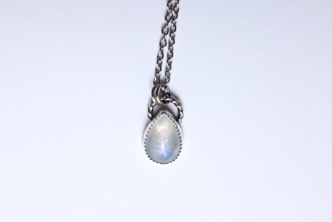 Pear shaped Moonstone pendant - rope bail