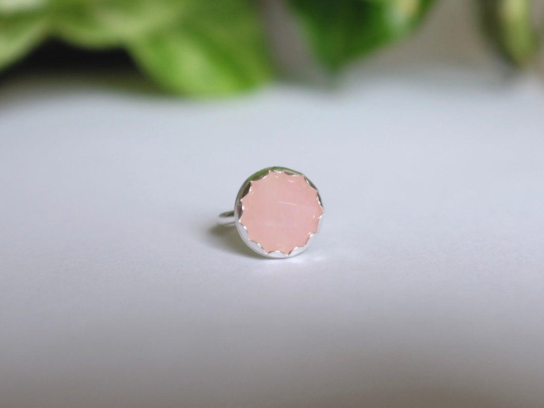 Size 7.75 Faceted Rose Quartz Ring - Bright