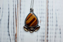 Load image into Gallery viewer, Tiger&#39;s Eye and Citrine Solar Plexus Pendant
