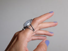 Load image into Gallery viewer, Size 7 Triple Moon Goddess Moonstone ring
