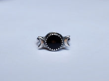 Load image into Gallery viewer, Size 6 Round Black Onyx Triple Moon Goddess Ring
