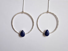 Load image into Gallery viewer, Lapis Lazuli Twisted Hoops
