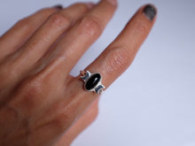 Load image into Gallery viewer, Triple Moon Goddess Onyx ring - Made to order

