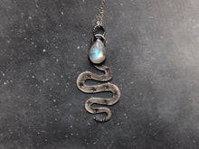 Load image into Gallery viewer, Rainbow Moonstone Snake Amulet
