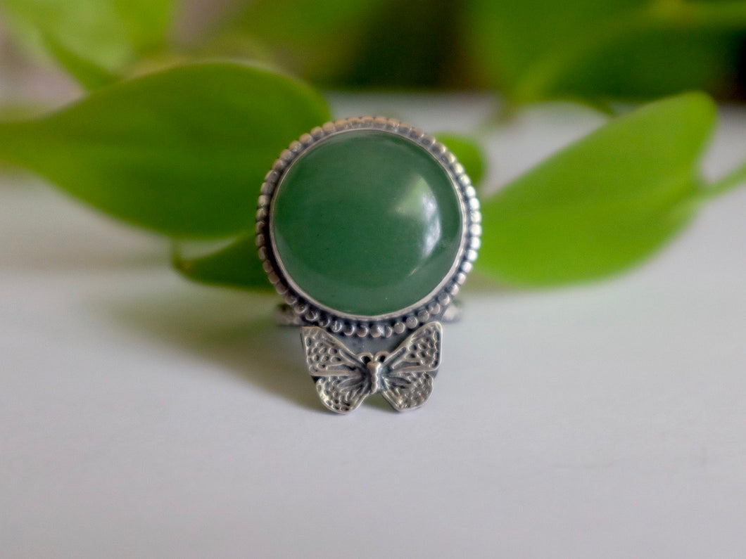 Size 8.5 Aventurine Butterfly Ring