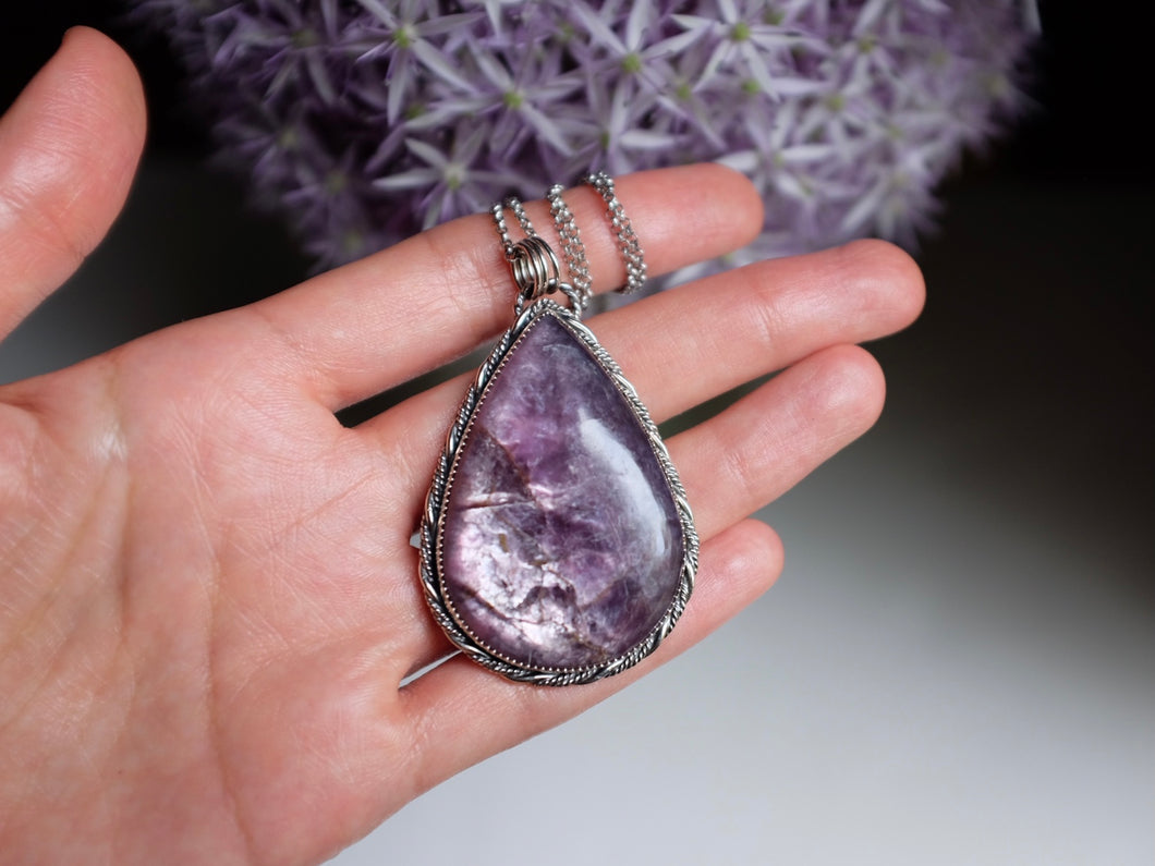 Gem Lepidolite Statement Pendant