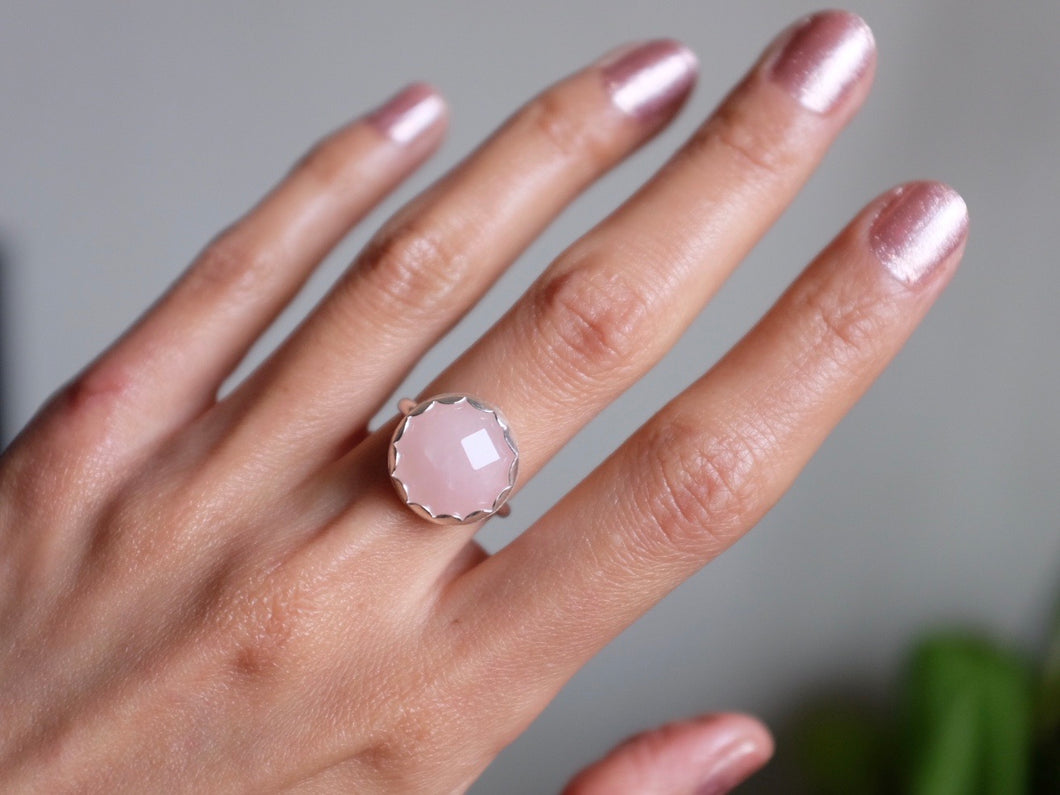 Faceted Rose Quartz Ring - Made to order